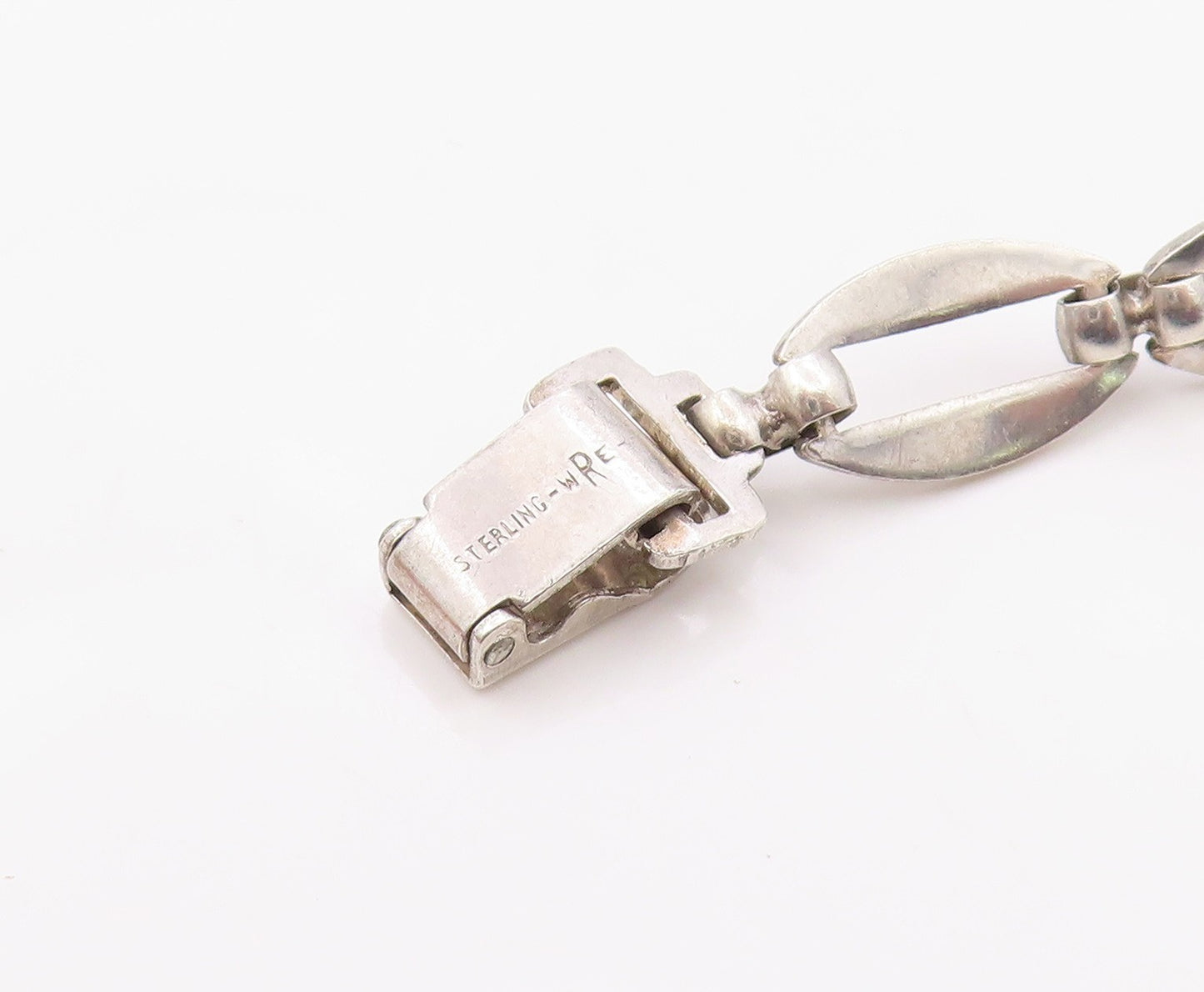 925 Sterling Silver Vintage Bracelet Elegant Cabochon Cat Eye Link  BT12113