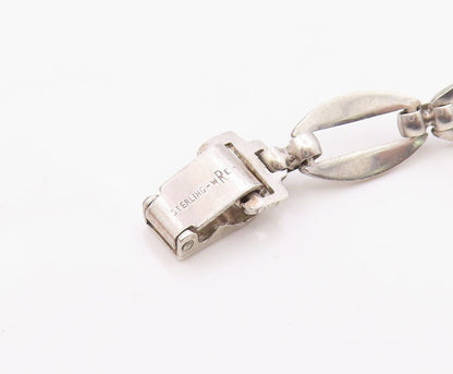 925 Sterling Silver Vintage Bracelet Elegant Cabochon Cat Eye Link  BT12113
