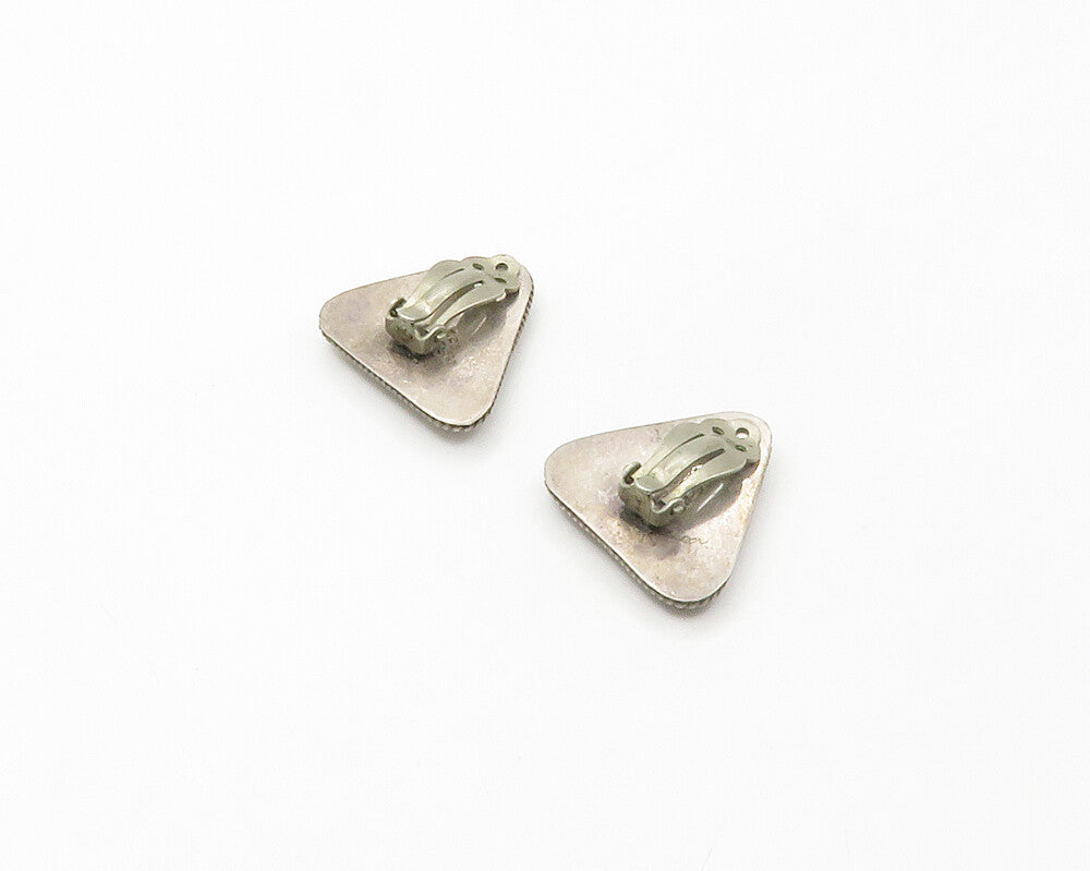 MEXICO 925 Sterling Silver  Vintage Triangle Twist Non Pierce Earrings  EG8799