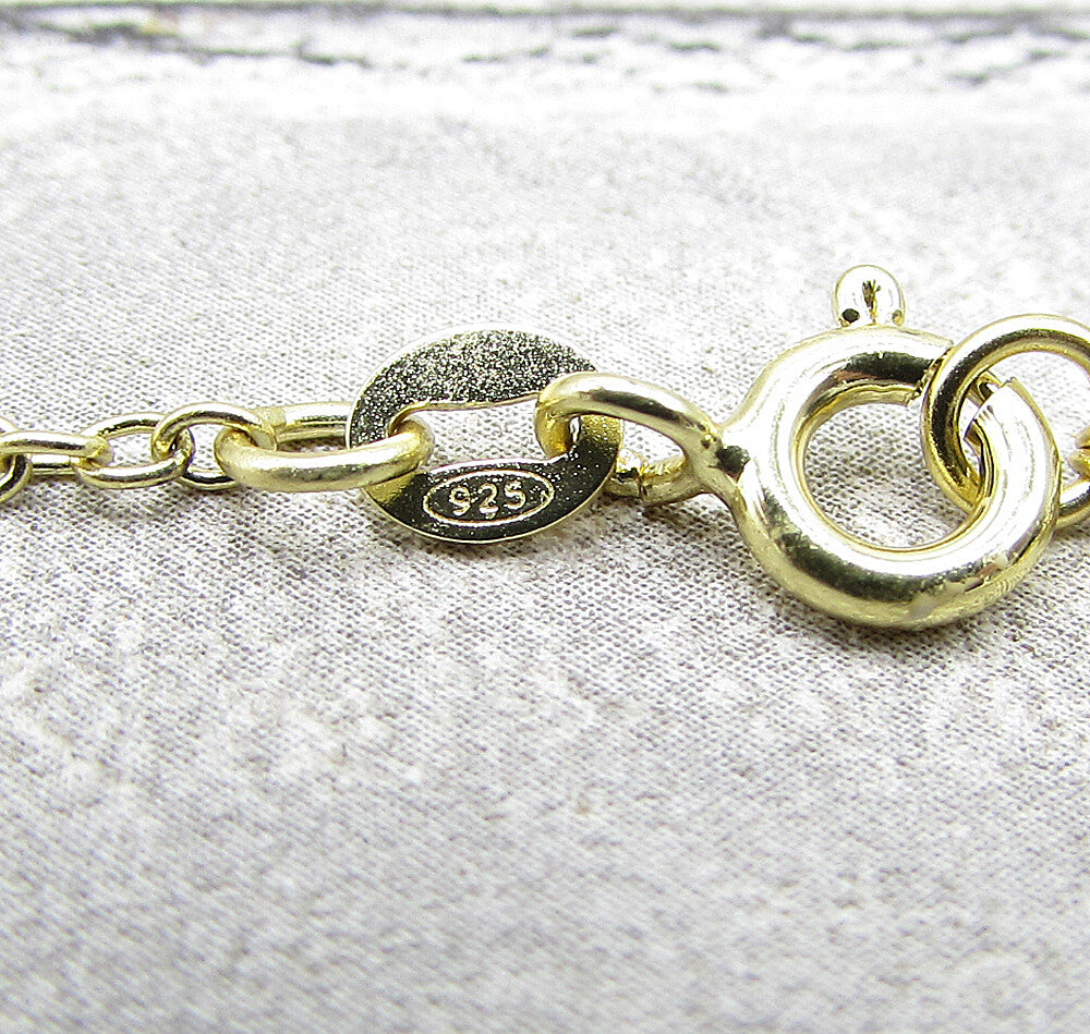 Gold Over 925 Silver  Enamel Love Hearts Charm Adjustable Chain Necklace PT1330