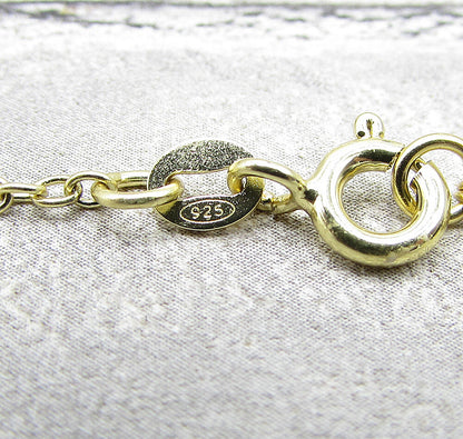 Gold Over 925 Silver  Enamel Love Hearts Charm Adjustable Chain Necklace PT1330
