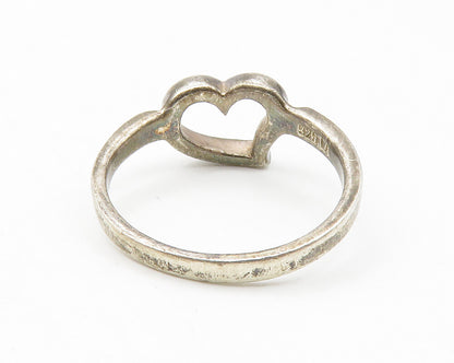 925 Sterling Silver  Vintage Petite Open Love Heart Band Ring Sz 6.5  RG12643