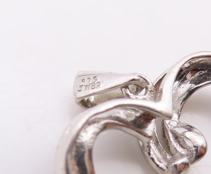 925 Sterling Silver  Vintage Genuine Diamonds Love Heart Pendant  PT19746