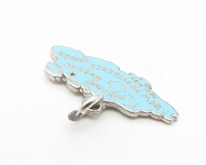 925 Sterling Silver  Vintage Enamel Coated Bahamas Island Map Pendant  PT9358