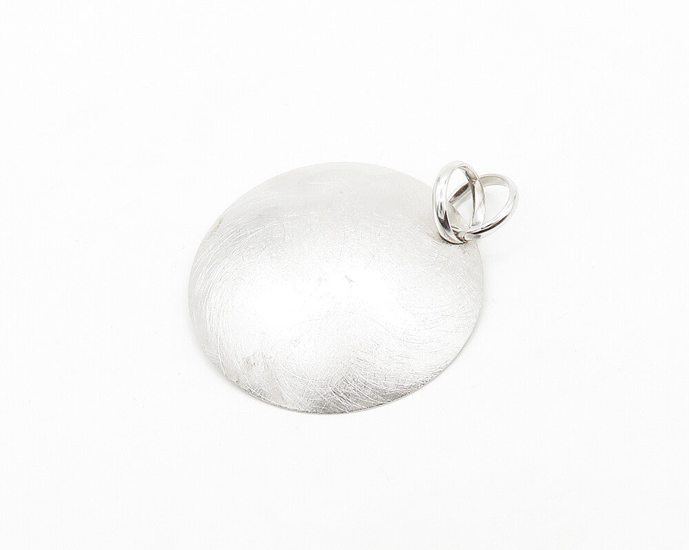925 Sterling Silver  Vintage Shiny Etched Round Dome Drop Pendant  PT15536