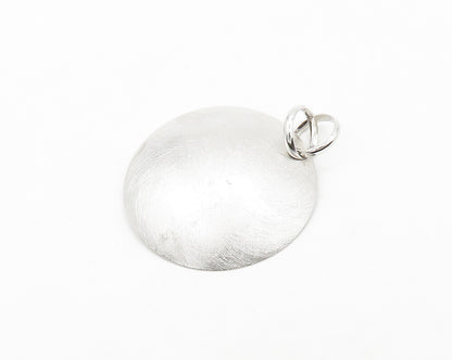 925 Sterling Silver  Vintage Shiny Etched Round Dome Drop Pendant  PT15536