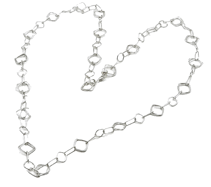 IBB 925 Sterling Silver  Vintage Shiny Square Link Chain Necklace  NE3267