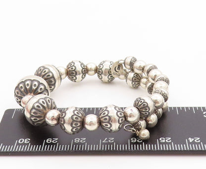 925 Sterling Silver Vintage Bracelet CAROLYN POLLACK Floral Coil Wrap  BT11368