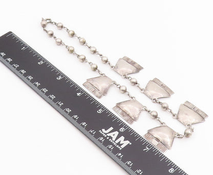 925 Sterling Silver Vintage Necklace Antique Etched Geometric Choker  NE4772