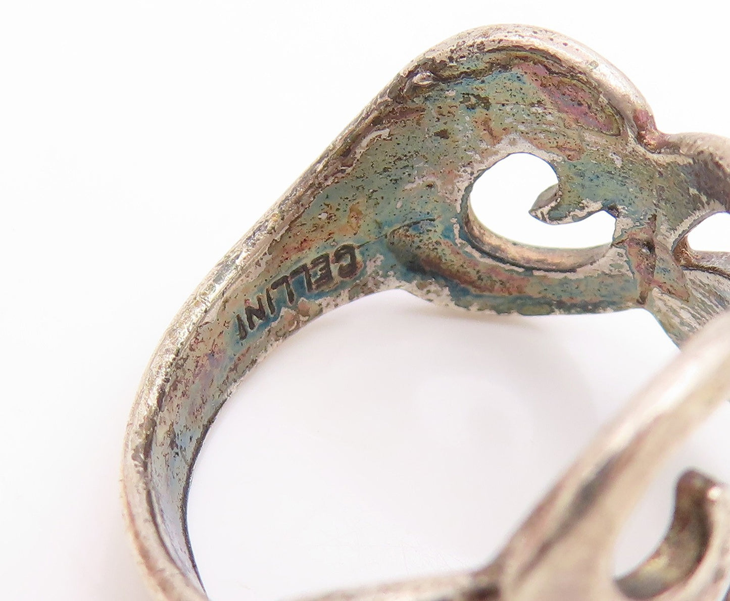925 Sterling Silver Vintage Ring CELLINI Swirly Scrollwork Band  Sz 7  RG35095