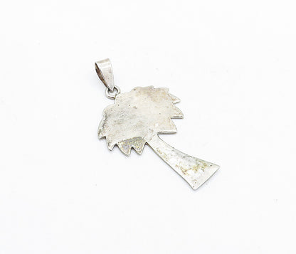 925 Sterling Silver  Vintage Smooth Dark Tone Tree Motif Pendant  PT3939