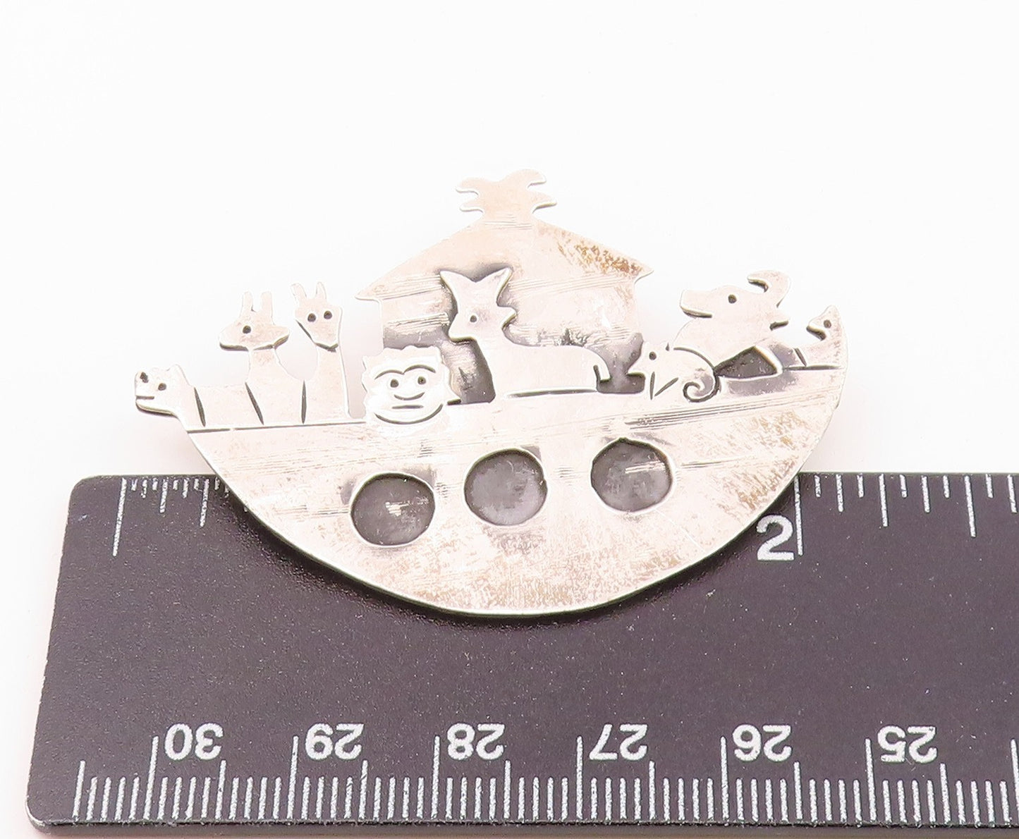 MEXICO 925 Sterling Silver  Vintage Noah's Arc Oxidized Brooch Pin  BP5040
