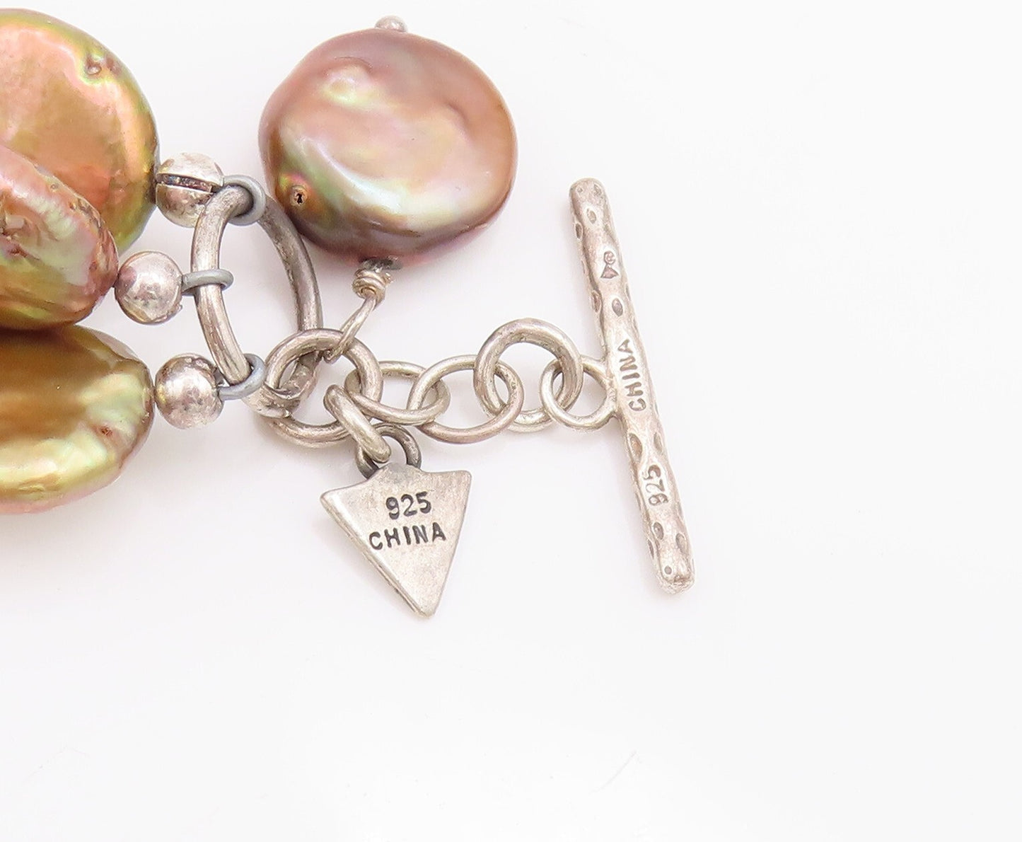 925 Sterling Silver Vintage Bracelet Designer Abalone & Smokey Quarts  BT10670