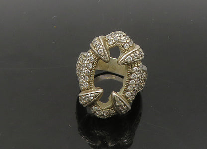 925 Sterling Silver  Vintage Cubic Zirconia Oval Cocktail Ring Sz 5  RG22083