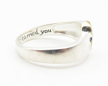 925 Sterling Silver  Shiny Two Tone Swirl Footprints Band Ring Sz 7  RG11744
