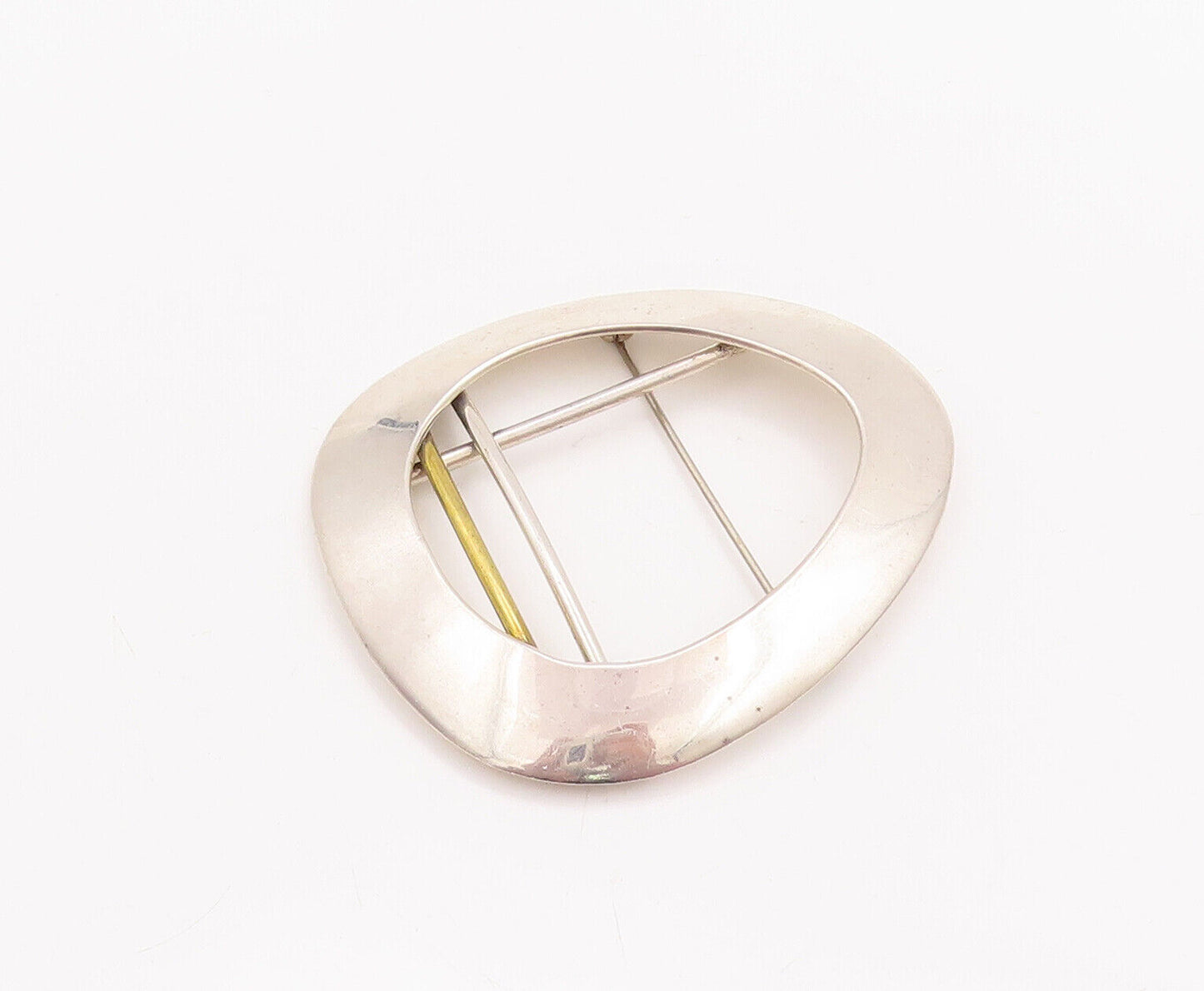 925 Sterling Silver Vintage Brooch Pin MEXICO Large Egg Shape Ring & Rod BP10849