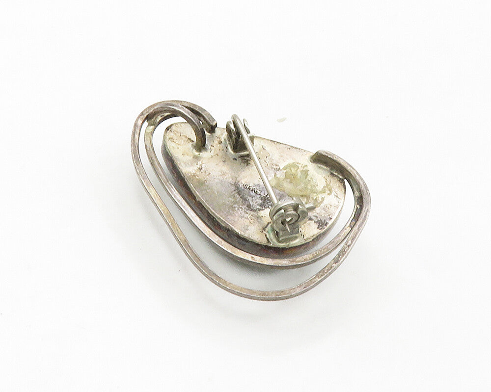ISRAEL 925 Sterling Silver  Vintage Eilat Stone Modernist Brooch Pin  BP6665