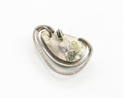 ISRAEL 925 Sterling Silver  Vintage Eilat Stone Modernist Brooch Pin  BP6665