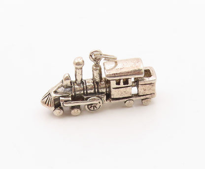 925 Sterling Silver  Vintage Sculpted Old Fashion Steam Train Pendant  PT20821