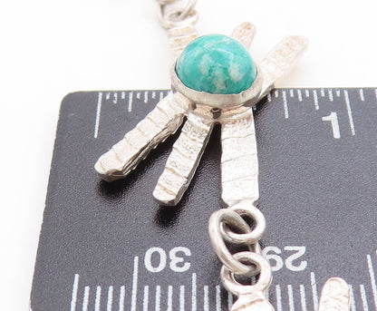 HENNY 925 Sterling Silver  Vintage Cabochon Gemstone Chain Necklace  NE1906