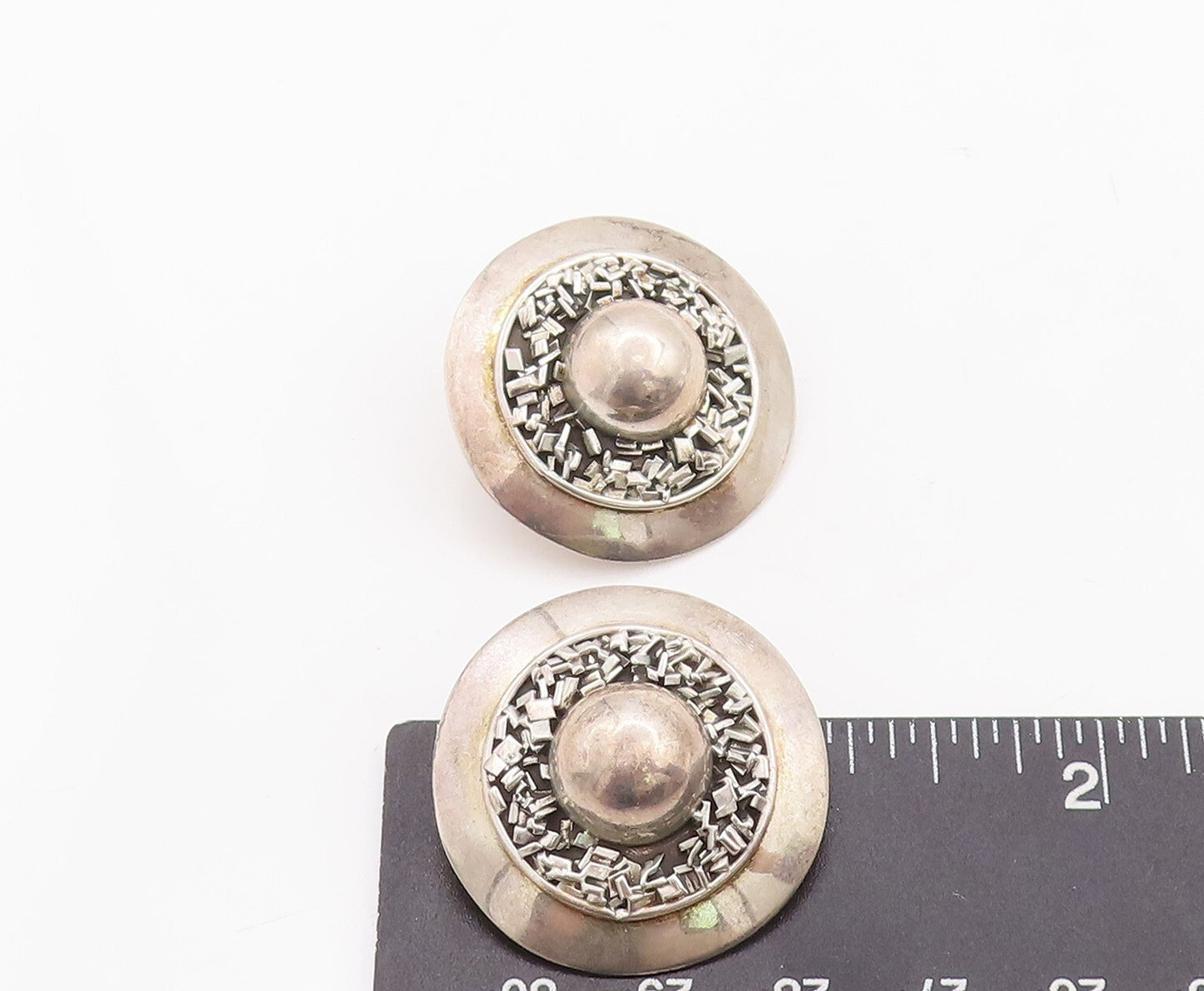 925 Sterling Silver Vintage Earrings MEXICO Modernist Brutalist Design  EG13127