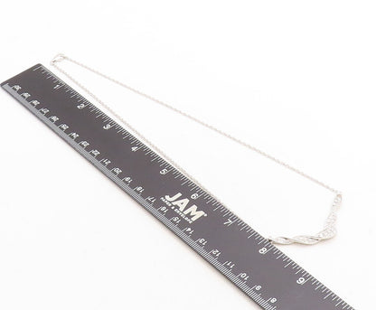 925 Sterling Silver  Genuine Diamonds Shiny Twist Chain Necklace  NE1937