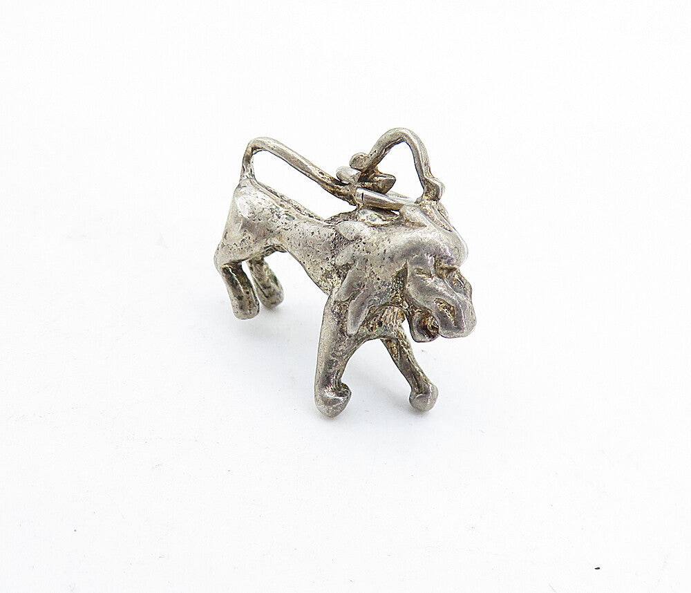 925 Sterling Silver  Vintage Dark Tone Sculpted Lion Motif Pendant  PT3920