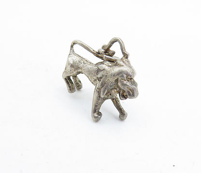 925 Sterling Silver  Vintage Dark Tone Sculpted Lion Motif Pendant  PT3920