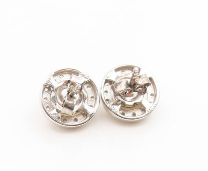 925 Sterling Silver Vintage Earrings Citrine & Halo Real Diamonds Stud  EG14149