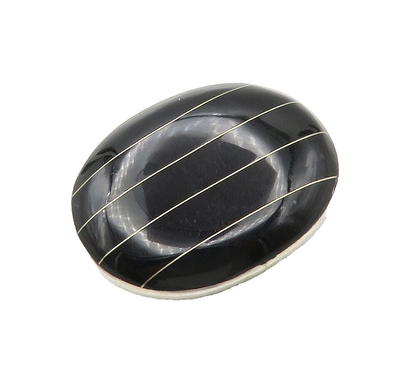 CII MEXICO 925 Sterling Silver  Vintage Black Onyx Striped Brooch Pin  BP6139
