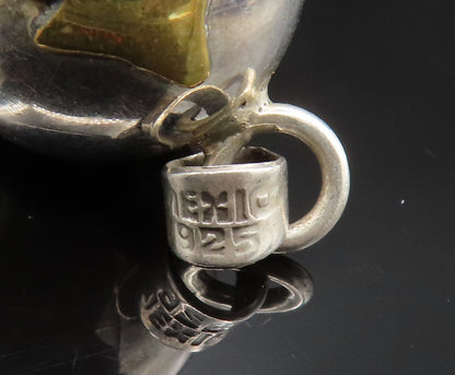 MEXICO 925 Silver  Vintage Two Tone Tree Sphere Ball Pendant (RATTLES) PT20793