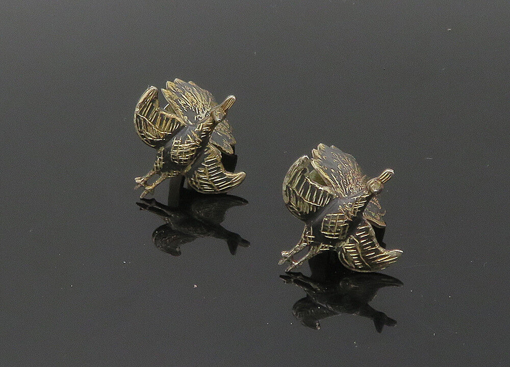 NAKON SIAM 925 Sterling Silver  Vintage Peacock Non Pierce Earrings  EG10212