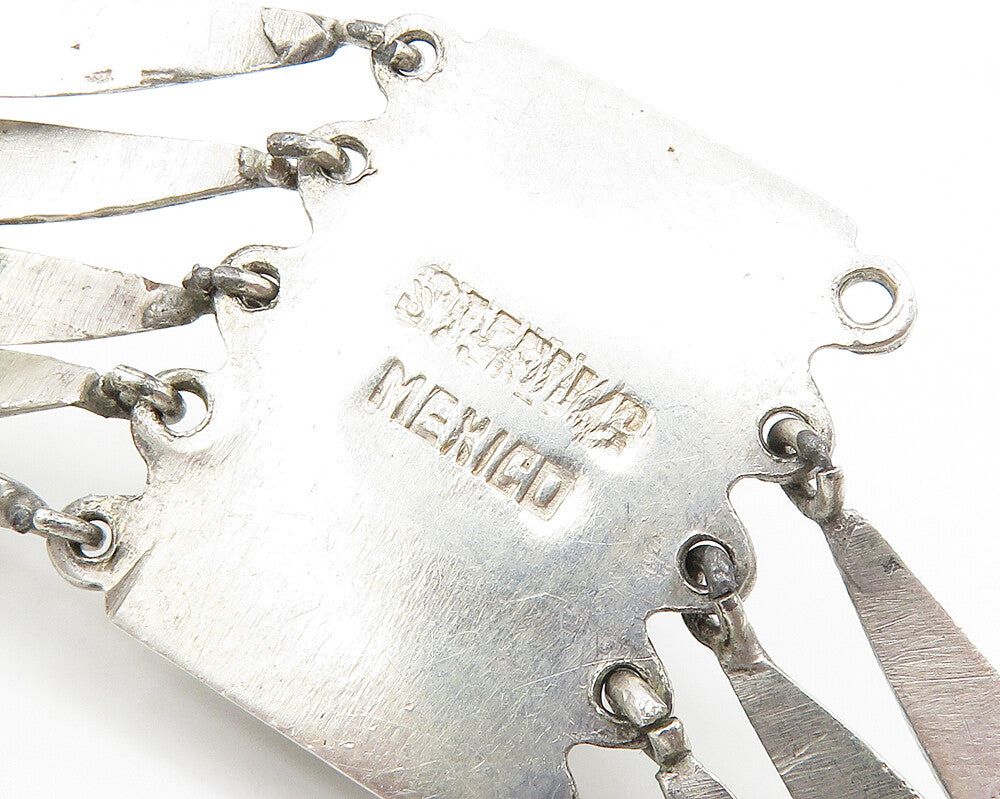MEXICO 925 Sterling Silver  Vintage Shiny Warrior Head Chain Bracelet  BT7555
