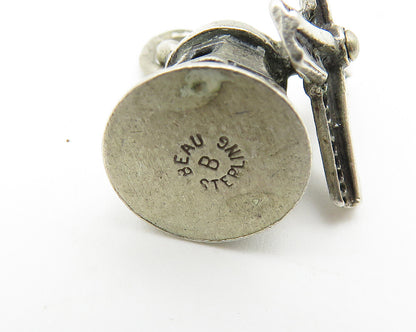 BEAU 925 Sterling Silver  Vintage Windmill Motif Drop Pendant  PT8336
