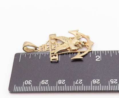 925 Sterling Silver Vintage Pendant Gold Plated Eagle Carrying Anchor  PT24338