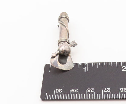 925 Sterling Silver Vintage Brooch Pin Love Heart Carved Golf Bag  BP10541