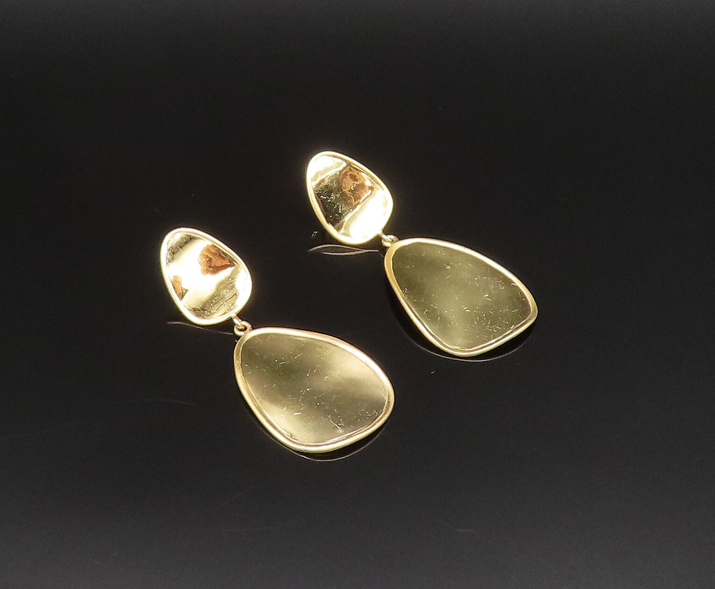 925 Sterling Silver  Vintage Shiny Gold Plated Dangle Earrings  EG11915