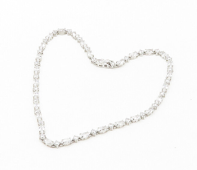 925 Sterling Silver  Sparkling Prong Set Cubic Zirconia Chain Necklace  NE2766