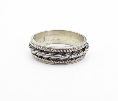 925 Sterling Silver  Vintage Dark Tone Rope Twist Band Ring Sz 9.5  RG5109