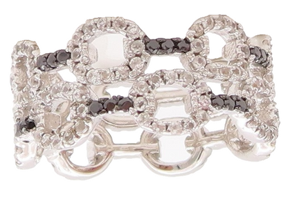 925 Sterling Silver Vintage Ring Designer 0 Linked Topaz & Spinel  Sz 7 RG29370
