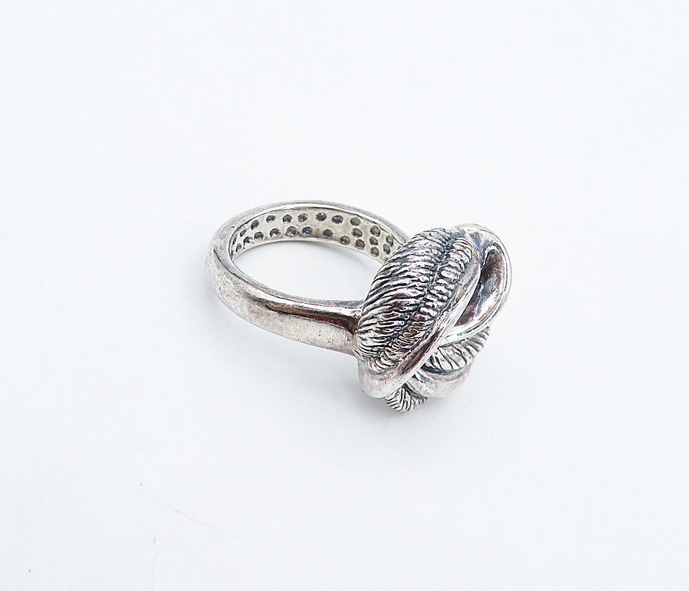925 Sterling Silver  Vintage Shiny Etched Twist Knot Band Ring Sz 8.5  RG4865