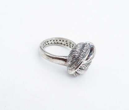925 Sterling Silver  Vintage Shiny Etched Twist Knot Band Ring Sz 8.5  RG4865