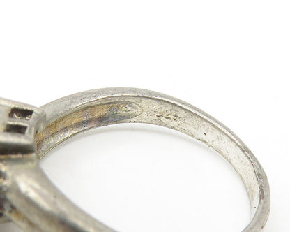 925 Silver  Vintage Cubic Zirconia Solitaire With Accents Ring Sz 7.5  RG11055