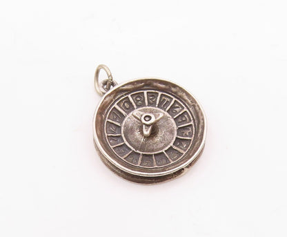925 Sterling Silver  Vintage Round Roulette Table Oxidized Pendant  PT17382