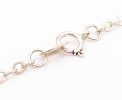 925 Sterling Silver Vintage Necklace CAROLYN POLLACK Carved Ring Chain  NE4556