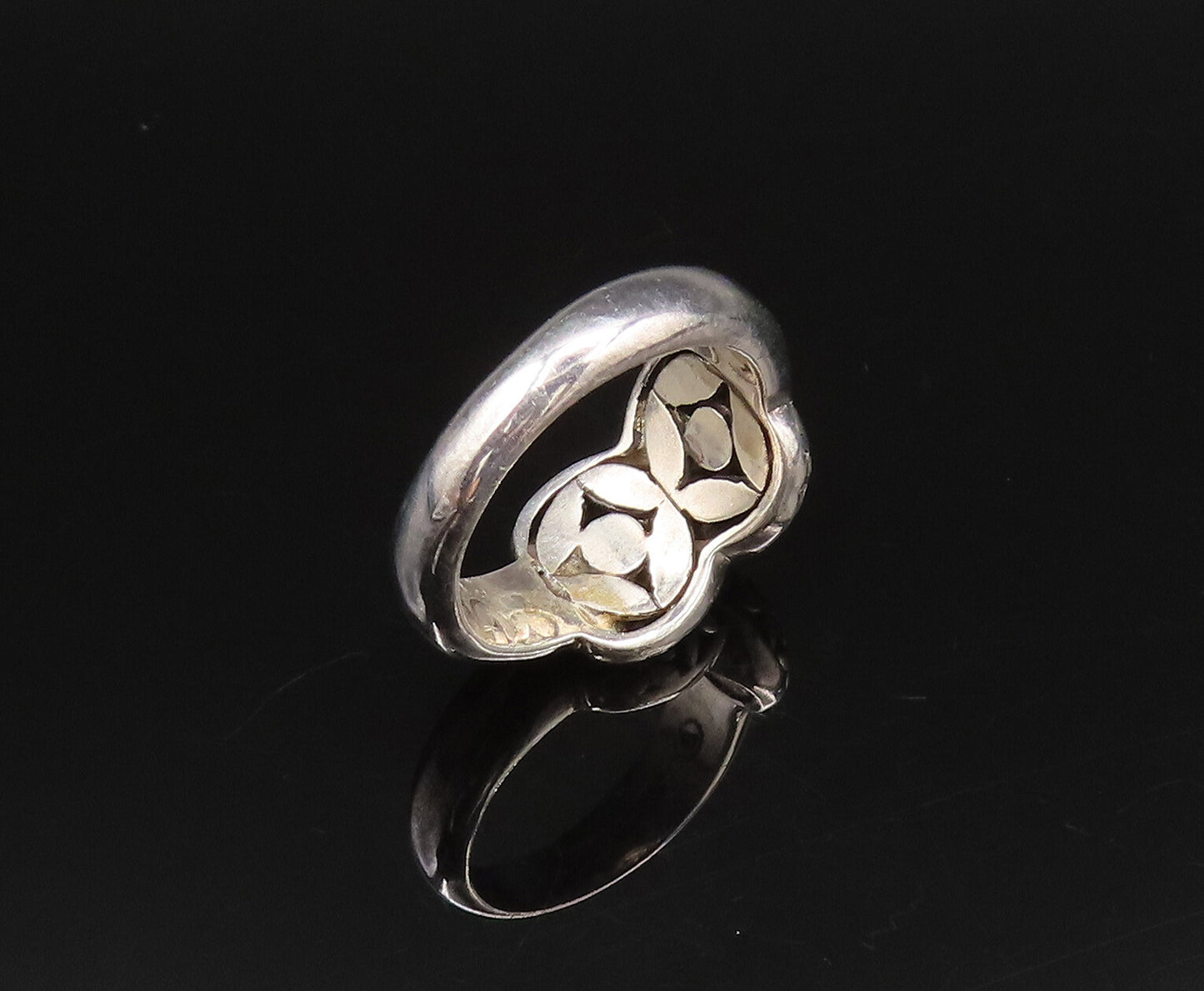 925 Sterling Silver  Vintage Butterfly Motif X Crisscross Ring Sz 7  RG25828