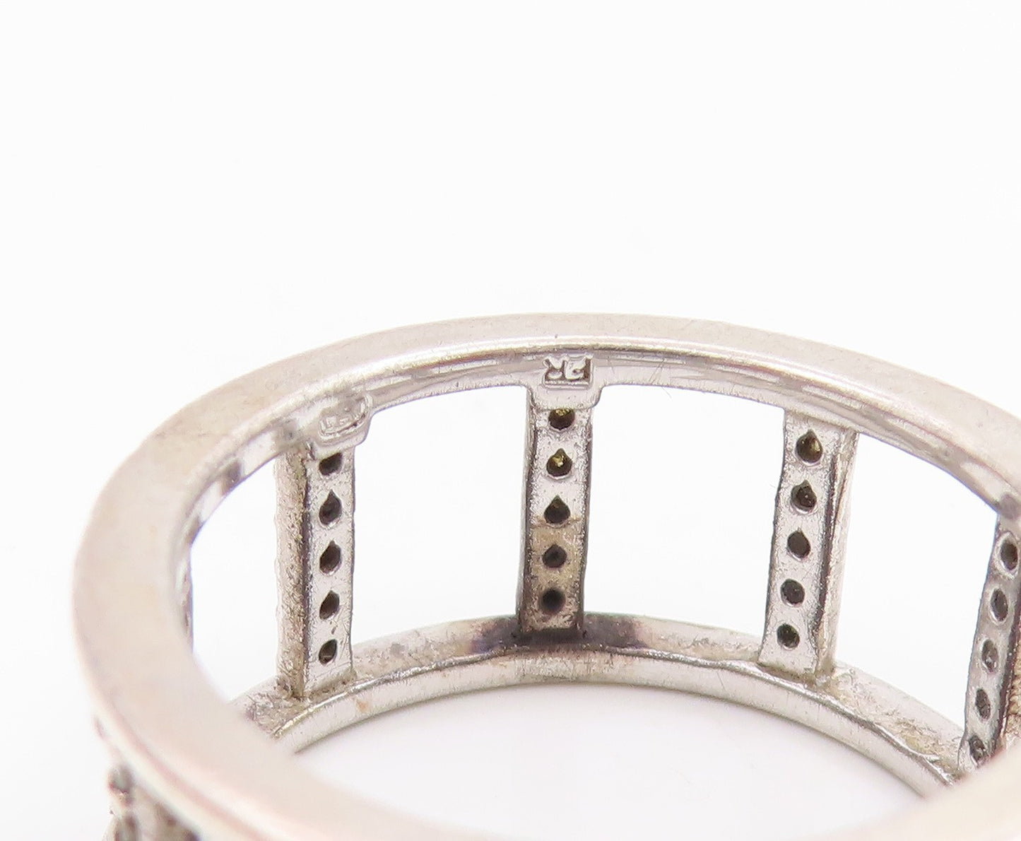 925 Sterling Silver Vintage Ring CZ Geometric Square Cutout Band  Sz 8  RG35845