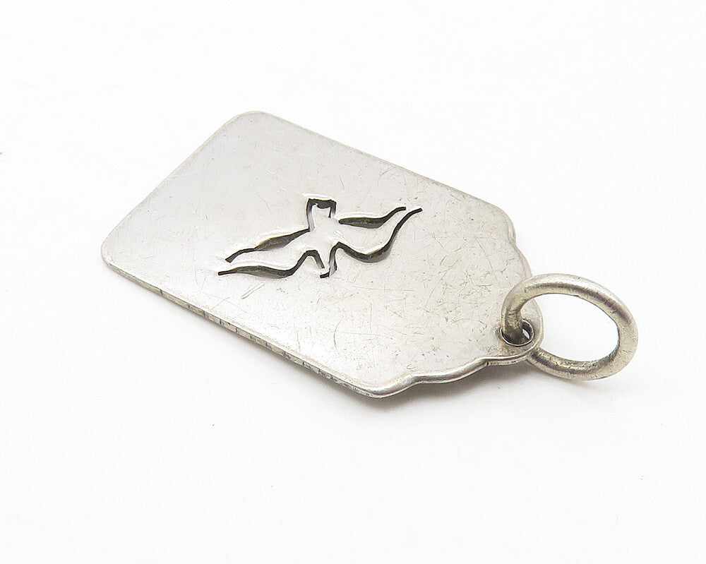 925 Sterling Silver  Vintage Cutout Flying Bird Shiny Smooth Pendant  PT8180