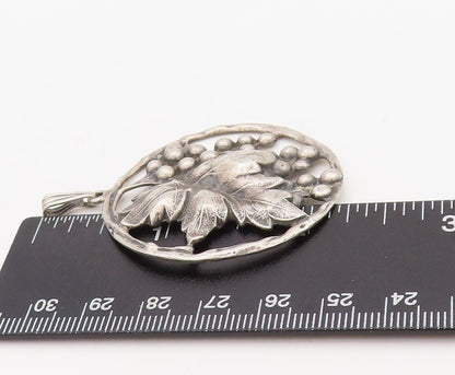 925 Sterling Silver Vintage Pendant Antique Cutout Grape Cluster Plant  PT23585