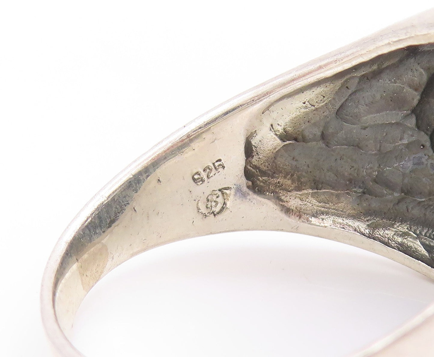 925 Sterling Silver Vintage Ring Chunky Large Carved Skull  Sz 15  RG32876